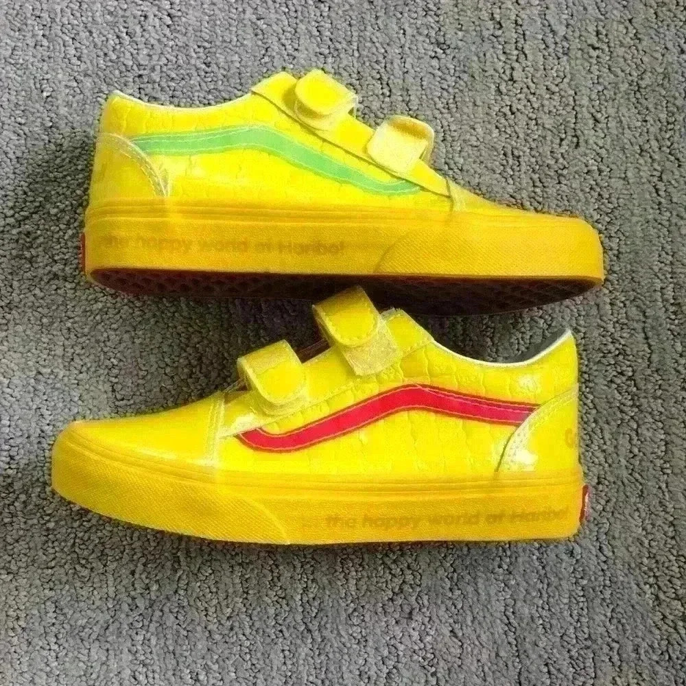 Kids Yellow Sneakers with Red and Green Accents